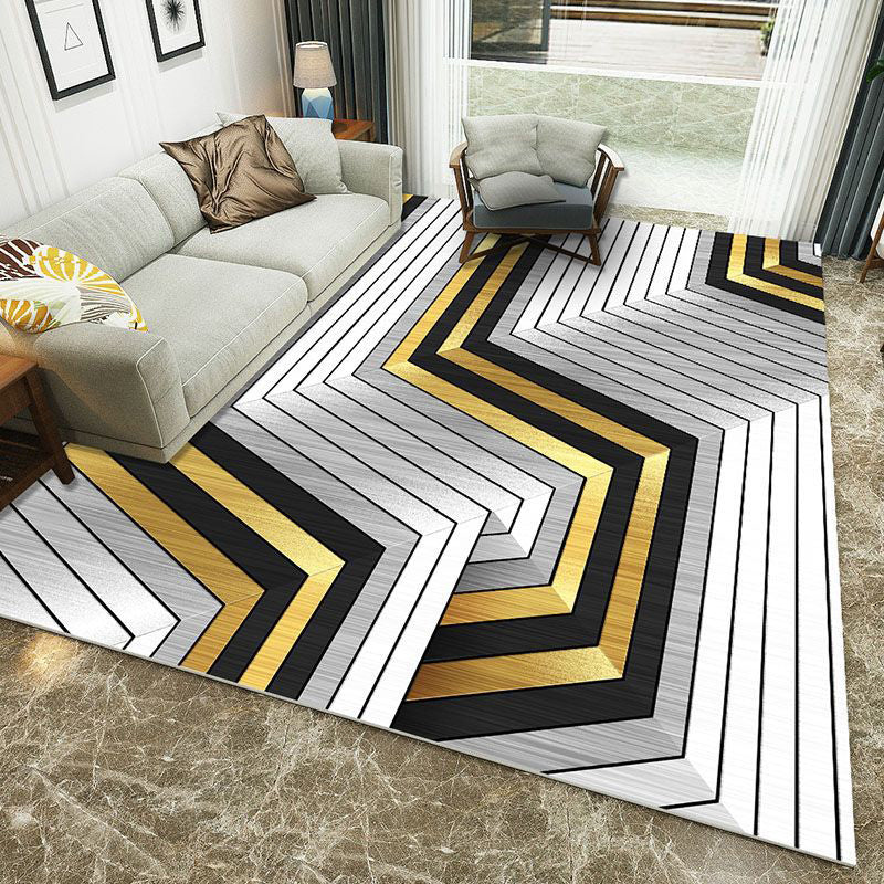 Minimalist 3D Printing Geometry Rug Multi-Colored Polypropylene Rug Machine Washable Non-Slip Stain Resistant Area Rug for Home Gold Clearhalo 'Area Rug' 'Modern' 'Rugs' Rug' 2186200