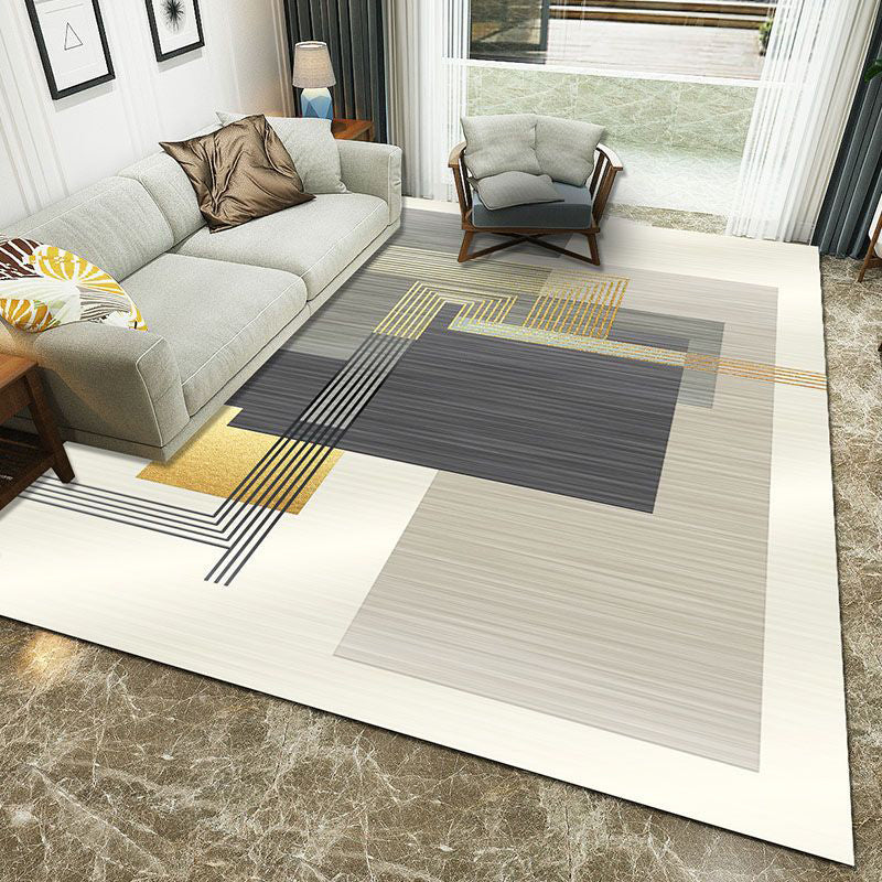 Minimalist 3D Printing Geometry Rug Multi-Colored Polypropylene Rug Machine Washable Non-Slip Stain Resistant Area Rug for Home Beige Clearhalo 'Area Rug' 'Modern' 'Rugs' Rug' 2186204