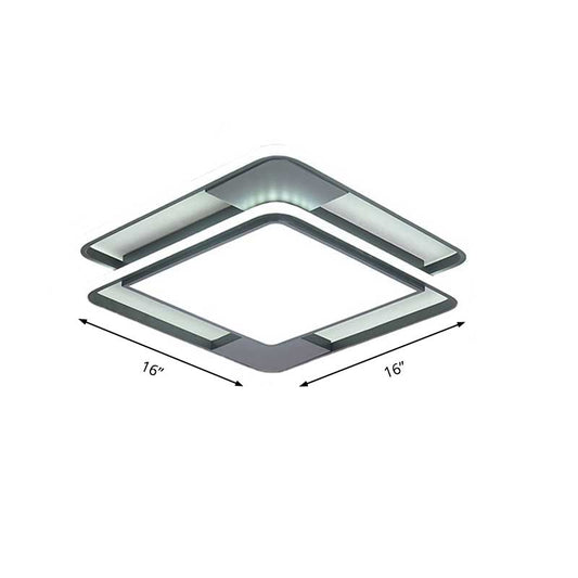 Rhombus/Rectangular Acrylic LED Flushmount Lighting Modern 16"/19.5"/35.5" Wide Black and White Flush Mount Fixture for Bedroom Clearhalo 'Ceiling Lights' 'Close To Ceiling Lights' 'Close to ceiling' 'Flush mount' Lighting' 218620