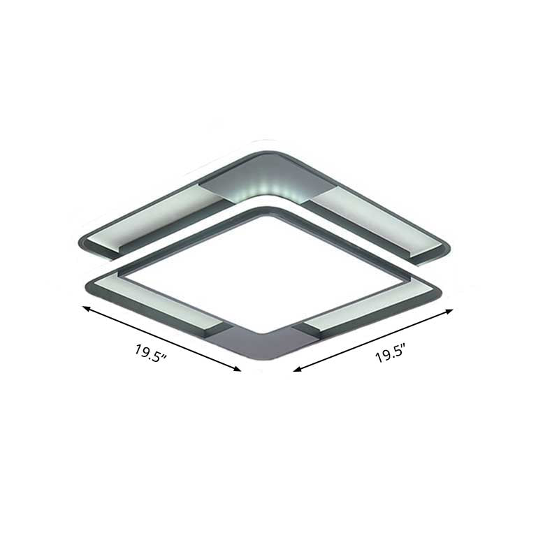 Rhombus/Rectangular Acrylic LED Flushmount Lighting Modern 16"/19.5"/35.5" Wide Black and White Flush Mount Fixture for Bedroom Clearhalo 'Ceiling Lights' 'Close To Ceiling Lights' 'Close to ceiling' 'Flush mount' Lighting' 218621