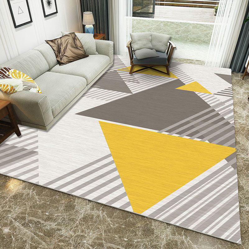 Minimalist 3D Printing Geometry Rug Multi-Colored Polypropylene Rug Machine Washable Non-Slip Stain Resistant Area Rug for Home Yellow Clearhalo 'Area Rug' 'Modern' 'Rugs' Rug' 2186210