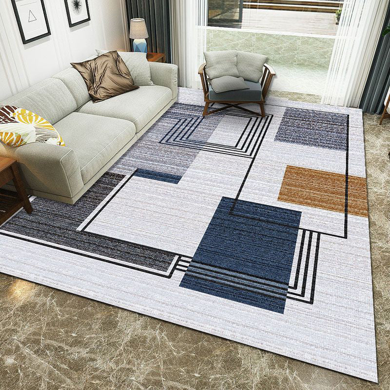 Minimalist 3D Printing Geometry Rug Multi-Colored Polypropylene Rug Machine Washable Non-Slip Stain Resistant Area Rug for Home Light Gray Clearhalo 'Area Rug' 'Modern' 'Rugs' Rug' 2186211