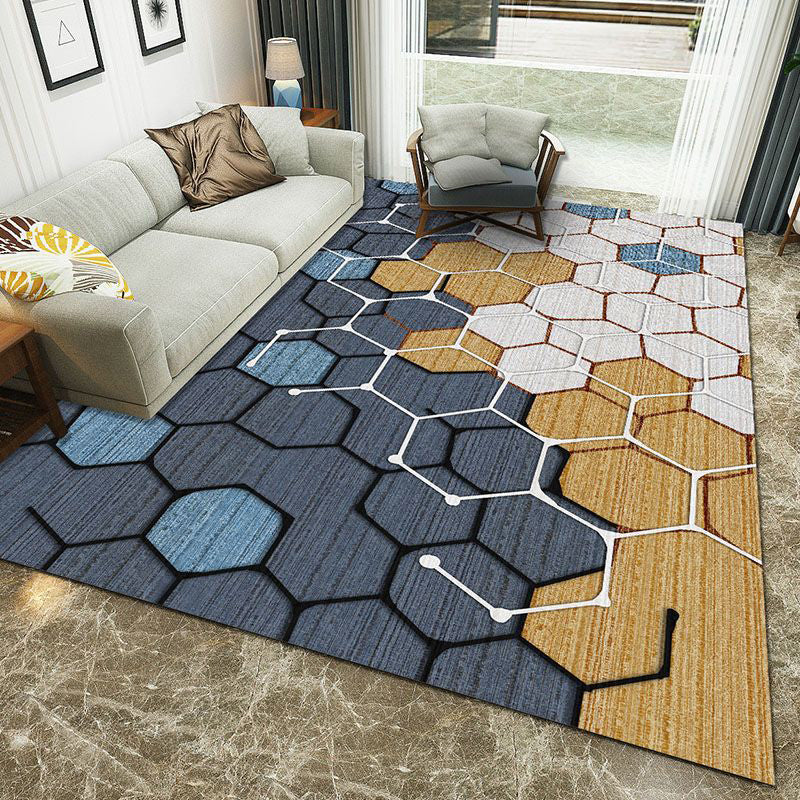 Minimalist 3D Printing Geometry Rug Multi-Colored Polypropylene Rug Machine Washable Non-Slip Stain Resistant Area Rug for Home Navy Clearhalo 'Area Rug' 'Modern' 'Rugs' Rug' 2186212