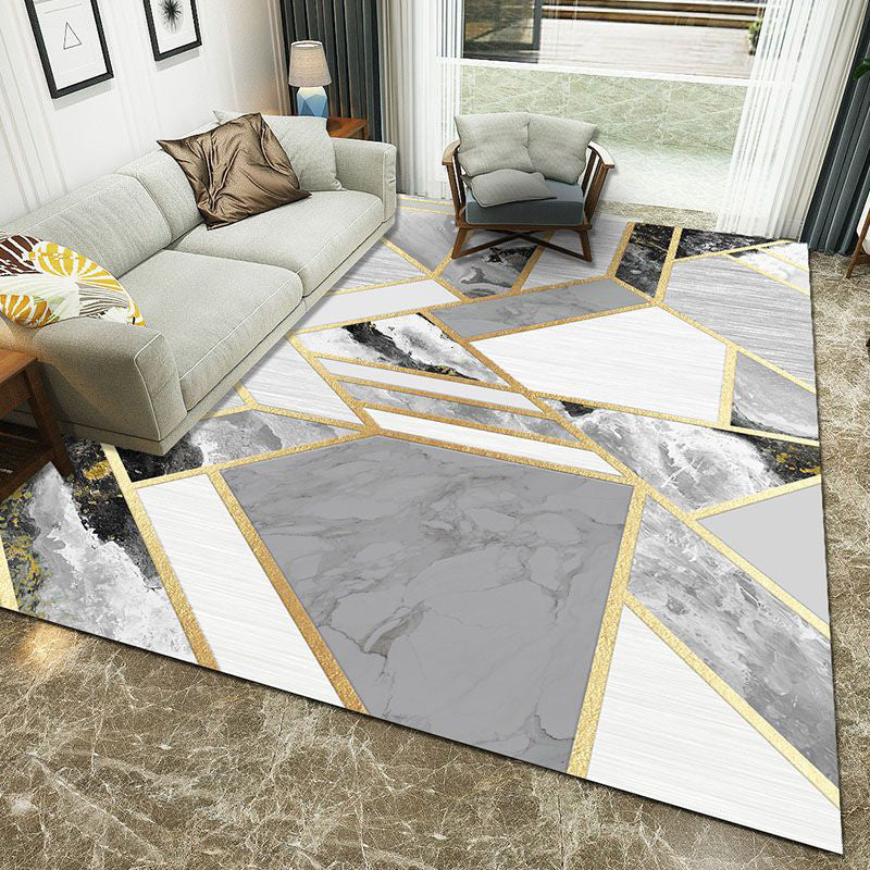 Minimalist 3D Printing Geometry Rug Multi-Colored Polypropylene Rug Machine Washable Non-Slip Stain Resistant Area Rug for Home Gray-White Clearhalo 'Area Rug' 'Modern' 'Rugs' Rug' 2186213