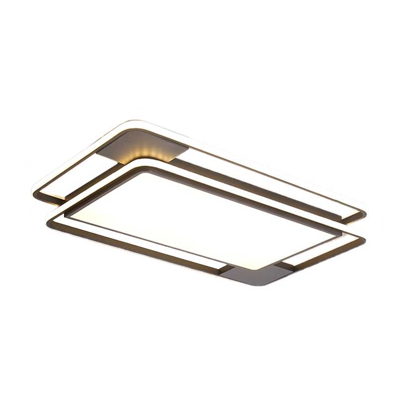 Rhombus/Rectangular Acrylic LED Flushmount Lighting Modern 16"/19.5"/35.5" Wide Black and White Flush Mount Fixture for Bedroom Clearhalo 'Ceiling Lights' 'Close To Ceiling Lights' 'Close to ceiling' 'Flush mount' Lighting' 218622