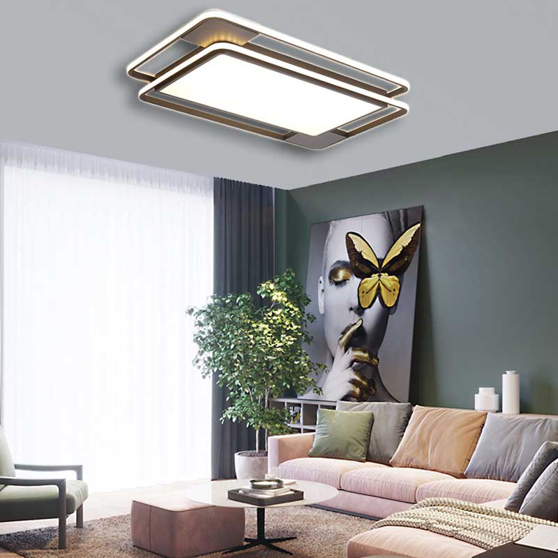 Rhombus/Rectangular Acrylic LED Flushmount Lighting Modern 16"/19.5"/35.5" Wide Black and White Flush Mount Fixture for Bedroom Clearhalo 'Ceiling Lights' 'Close To Ceiling Lights' 'Close to ceiling' 'Flush mount' Lighting' 218625