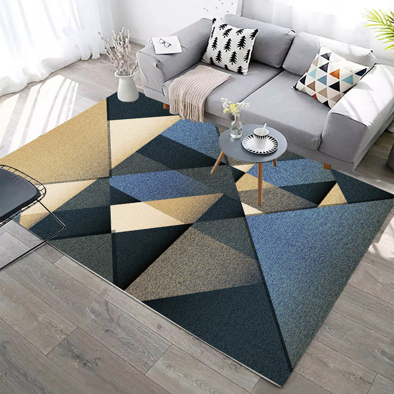 Designer Contemporary Rug Multi Color Geometric Carpet Anti-Slip Backing Machine Washable Stain Resistant Indoor Rug for Room Blue Clearhalo 'Area Rug' 'Modern' 'Rugs' Rug' 2186277