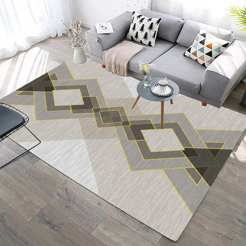 Designer Contemporary Rug Multi Color Geometric Carpet Anti-Slip Backing Machine Washable Stain Resistant Indoor Rug for Room Khaki Clearhalo 'Area Rug' 'Modern' 'Rugs' Rug' 2186278