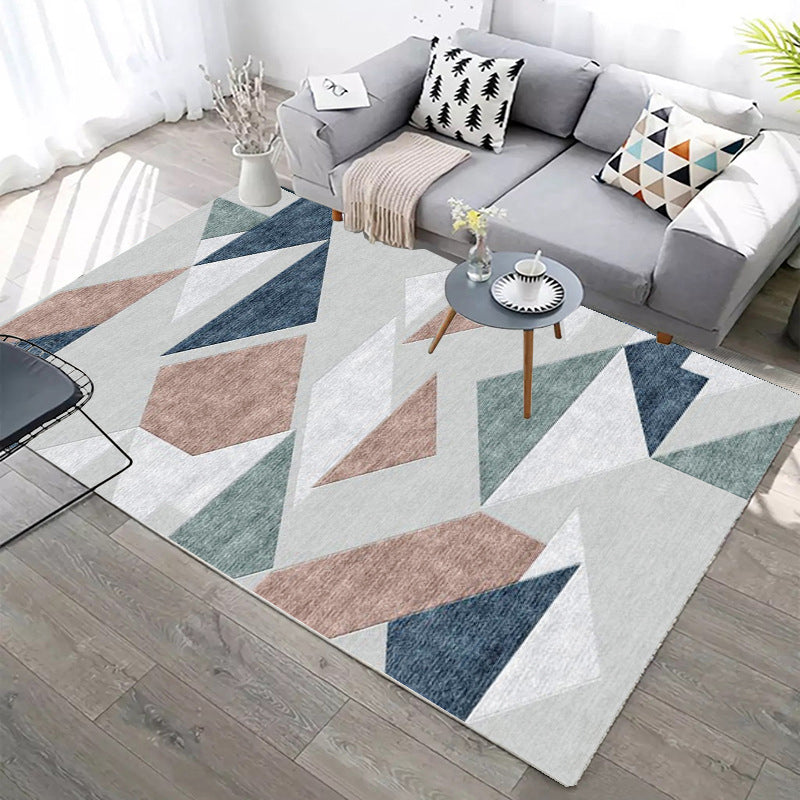 Designer Contemporary Rug Multi Color Geometric Carpet Anti-Slip Backing Machine Washable Stain Resistant Indoor Rug for Room Gray-Green Clearhalo 'Area Rug' 'Modern' 'Rugs' Rug' 2186290