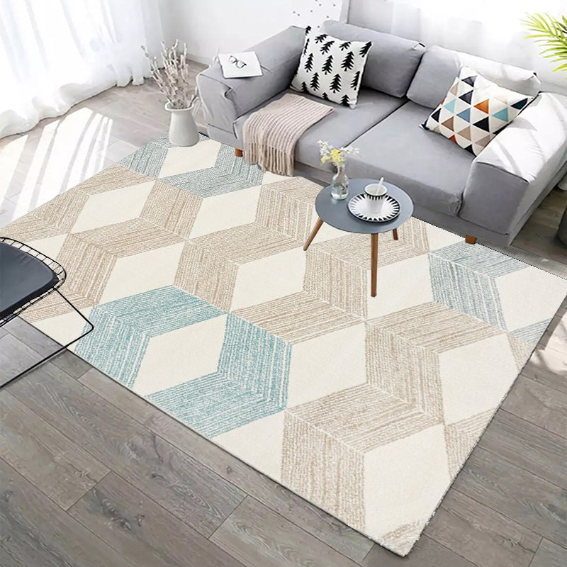 Designer Contemporary Rug Multi Color Geometric Carpet Anti-Slip Backing Machine Washable Stain Resistant Indoor Rug for Room Beige Clearhalo 'Area Rug' 'Modern' 'Rugs' Rug' 2186305