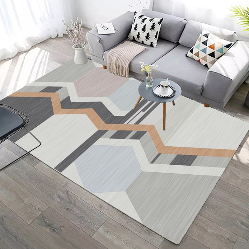 Designer Contemporary Rug Multi Color Geometric Carpet Anti-Slip Backing Machine Washable Stain Resistant Indoor Rug for Room Grey Clearhalo 'Area Rug' 'Modern' 'Rugs' Rug' 2186307