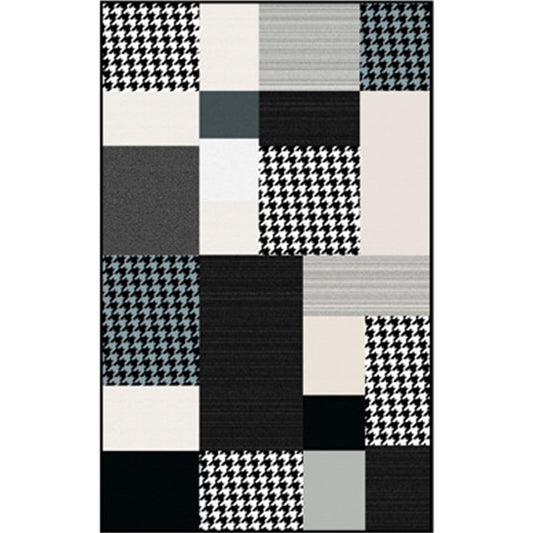 Multi Color Geometric Shapes Rug Polypropylene Contemporary Rug Pet Friendly Washable Anti-Slip Backing Rug for Living Room Black Gray-White Clearhalo 'Area Rug' 'Modern' 'Rugs' Rug' 2186322