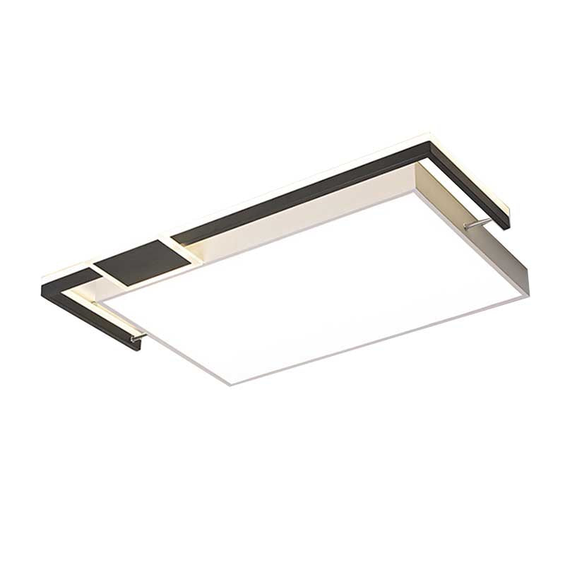 Black/Gold Cuboid LED Flush Mount Lamp Modernist 16"/19.5"/35.5" Wide Iron Ceiling Mounted Fixture for Living Room Clearhalo 'Ceiling Lights' 'Close To Ceiling Lights' 'Close to ceiling' 'Flush mount' Lighting' 218647