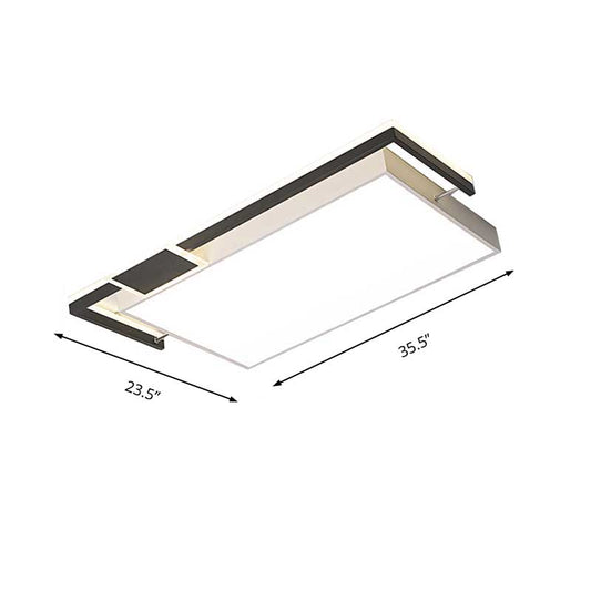 Black/Gold Cuboid LED Flush Mount Lamp Modernist 16"/19.5"/35.5" Wide Iron Ceiling Mounted Fixture for Living Room Clearhalo 'Ceiling Lights' 'Close To Ceiling Lights' 'Close to ceiling' 'Flush mount' Lighting' 218648