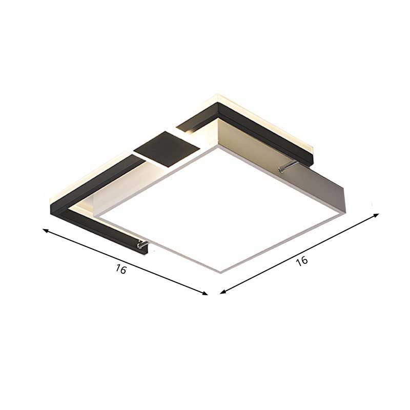 Black/Gold Cuboid LED Flush Mount Lamp Modernist 16"/19.5"/35.5" Wide Iron Ceiling Mounted Fixture for Living Room Clearhalo 'Ceiling Lights' 'Close To Ceiling Lights' 'Close to ceiling' 'Flush mount' Lighting' 218650