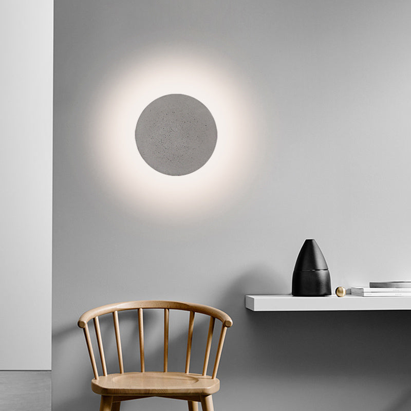 Flat Round Wall Sconce Light Minimalistic Cement Grey LED Wall Mount Light for Bedside Clearhalo 'Modern wall lights' 'Modern' 'Wall Lamps & Sconces' 'Wall Lights' Lighting' 2186553