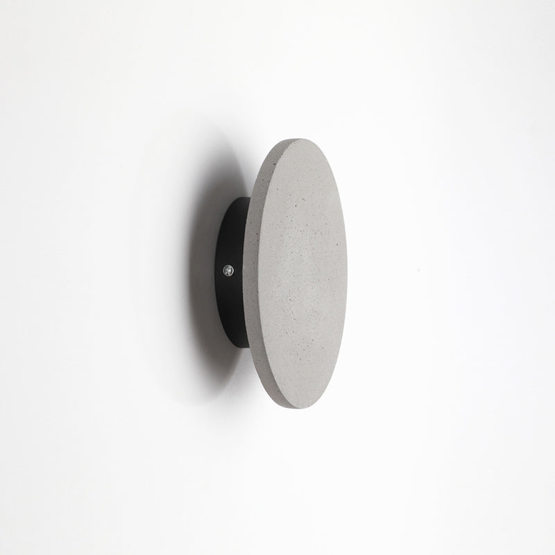 Flat Round Wall Sconce Light Minimalistic Cement Grey LED Wall Mount Light for Bedside Clearhalo 'Modern wall lights' 'Modern' 'Wall Lamps & Sconces' 'Wall Lights' Lighting' 2186555