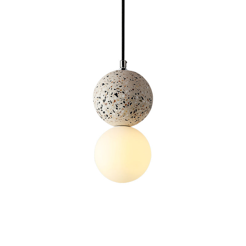 Round Pendant Light Minimalistic Frosted Glass 1��Bulb Dining Room Suspension Light with Terrazzo Decor Clearhalo 'Ceiling Lights' 'Modern Pendants' 'Modern' 'Pendant Lights' 'Pendants' Lighting' 2186591