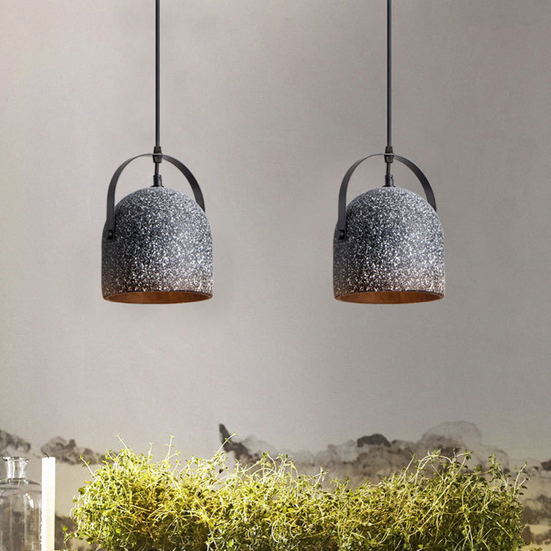 Simplicity Bell Shade Suspension Light Cement 1 Head Restaurant Pendant Light Fixture Black Clearhalo 'Ceiling Lights' 'Lighting' 'Pendant Lights' 2186597_a730ab89-9b1b-46f4-86da-fe6e2cc27bda