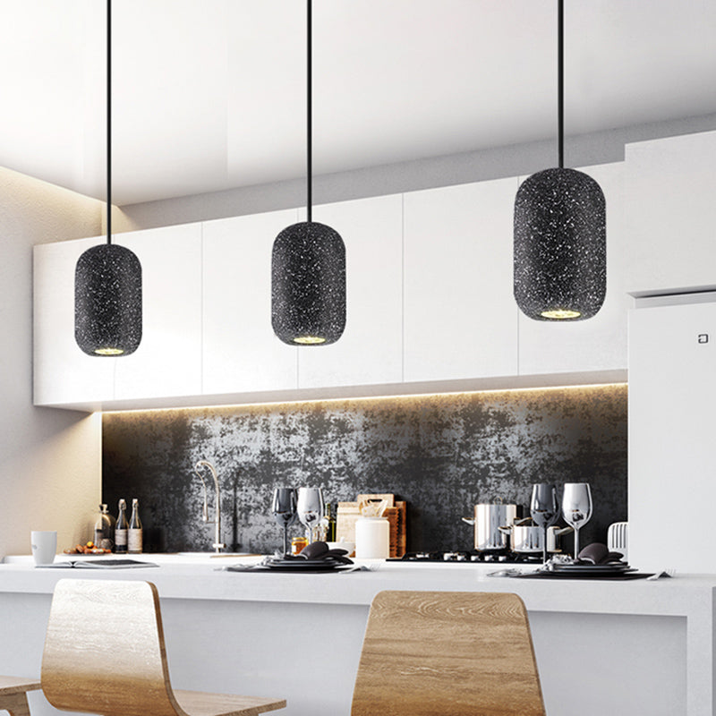 Cement Geometric Shade Ceiling Light Modern Style Single Hanging Lamp for Dining Room Black Cylinder Clearhalo 'Ceiling Lights' 'Modern Pendants' 'Modern' 'Pendant Lights' 'Pendants' Lighting' 2186600