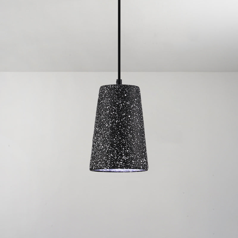 Cement Geometric Shade Ceiling Light Modern Style Single Hanging Lamp for Dining Room Black Barrel Clearhalo 'Ceiling Lights' 'Modern Pendants' 'Modern' 'Pendant Lights' 'Pendants' Lighting' 2186610