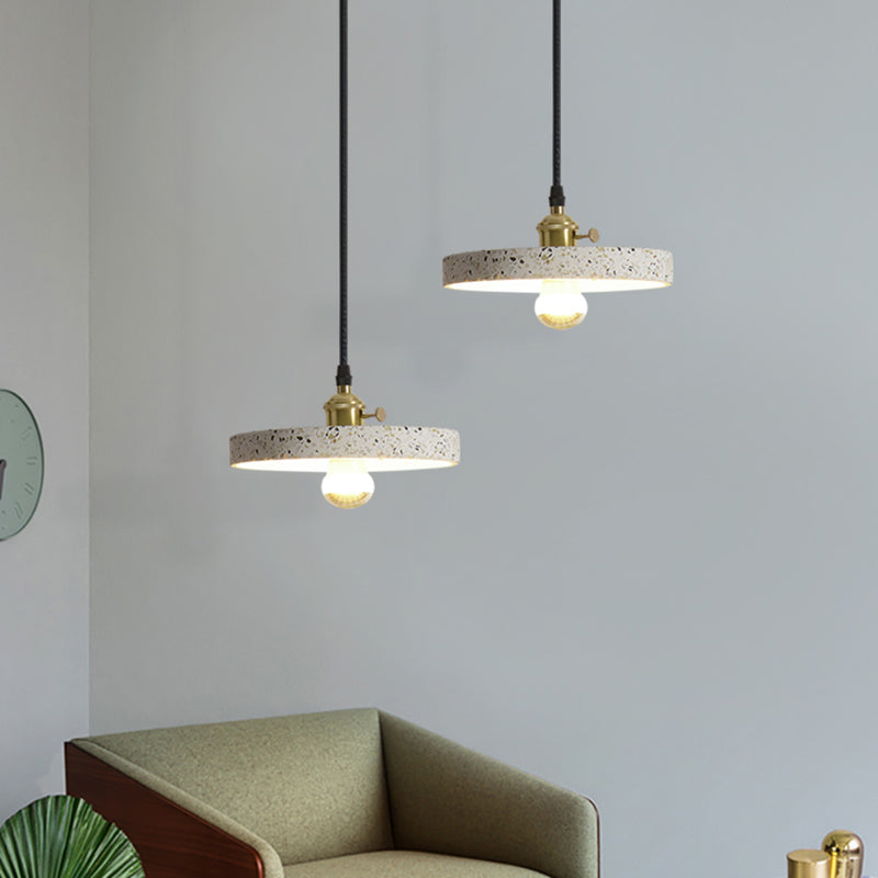 Geometrical Suspension Lighting Nordic Style Terrazzo Single-Bulb White Pendant Ceiling Light White Round Clearhalo 'Ceiling Lights' 'Modern Pendants' 'Modern' 'Pendant Lights' 'Pendants' Lighting' 2186618
