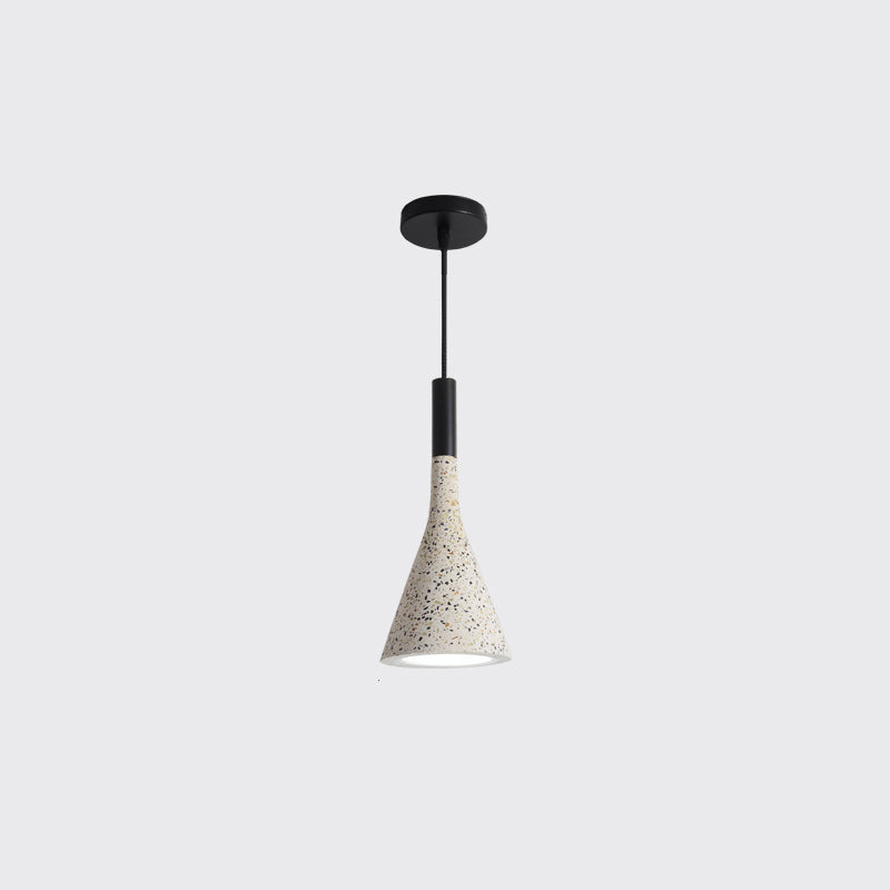 Geometrical Suspension Lighting Nordic Style Terrazzo Single-Bulb White Pendant Ceiling Light White Funnel Clearhalo 'Ceiling Lights' 'Modern Pendants' 'Modern' 'Pendant Lights' 'Pendants' Lighting' 2186624
