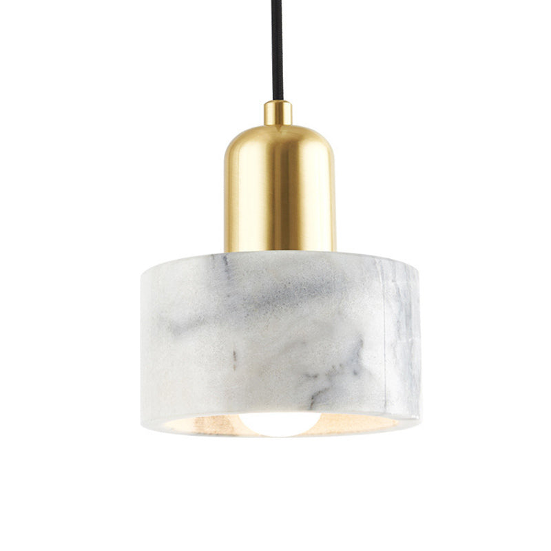 Drum Shade Marble Ceiling Light Minimalistic 1-Light White Hanging Pendant Light for Bedroom Clearhalo 'Ceiling Lights' 'Modern Pendants' 'Modern' 'Pendant Lights' 'Pendants' Lighting' 2186627