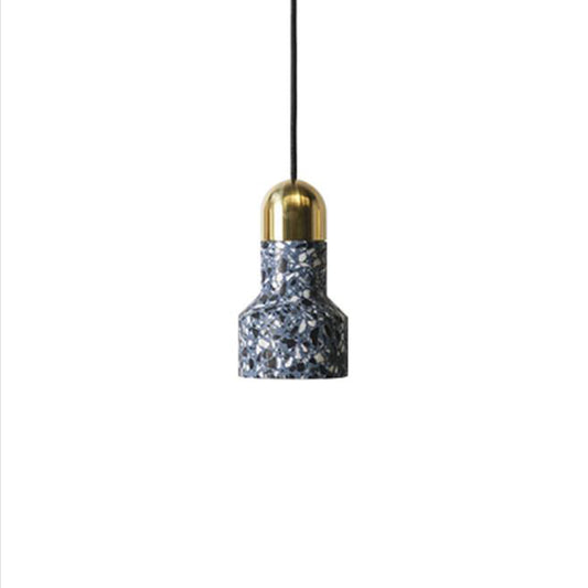 Flashlight Shaped Living Room Suspension Lighting Terrazzo 1-Light Nordic Style Pendant Ceiling Light Blue Clearhalo 'Ceiling Lights' 'Modern Pendants' 'Modern' 'Pendant Lights' 'Pendants' Lighting' 2186654