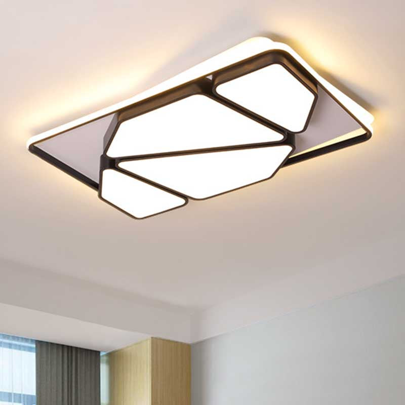 Living Room LED Splicing-Block Flush Ceiling Light Modern Metallic Black and White Ceiling Flush Mount, 16"/19.5"/35.5" Wide Black-White 35.5" Clearhalo 'Ceiling Lights' 'Close To Ceiling Lights' 'Close to ceiling' 'Flush mount' Lighting' 218673