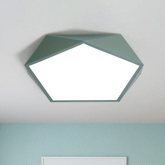 Acrylic Ultrathin Pentagon Flush Light Macaron LED Flush Ceiling Light Fixture for Kids Bedroom Green Clearhalo 'Ceiling Lights' 'Close To Ceiling Lights' 'Close to ceiling' 'Flush mount' Lighting' 2186864