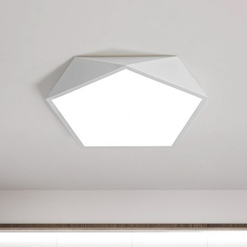 Acrylic Ultrathin Pentagon Flush Light Macaron LED Flush Ceiling Light Fixture for Kids Bedroom White Clearhalo 'Ceiling Lights' 'Close To Ceiling Lights' 'Close to ceiling' 'Flush mount' Lighting' 2186868