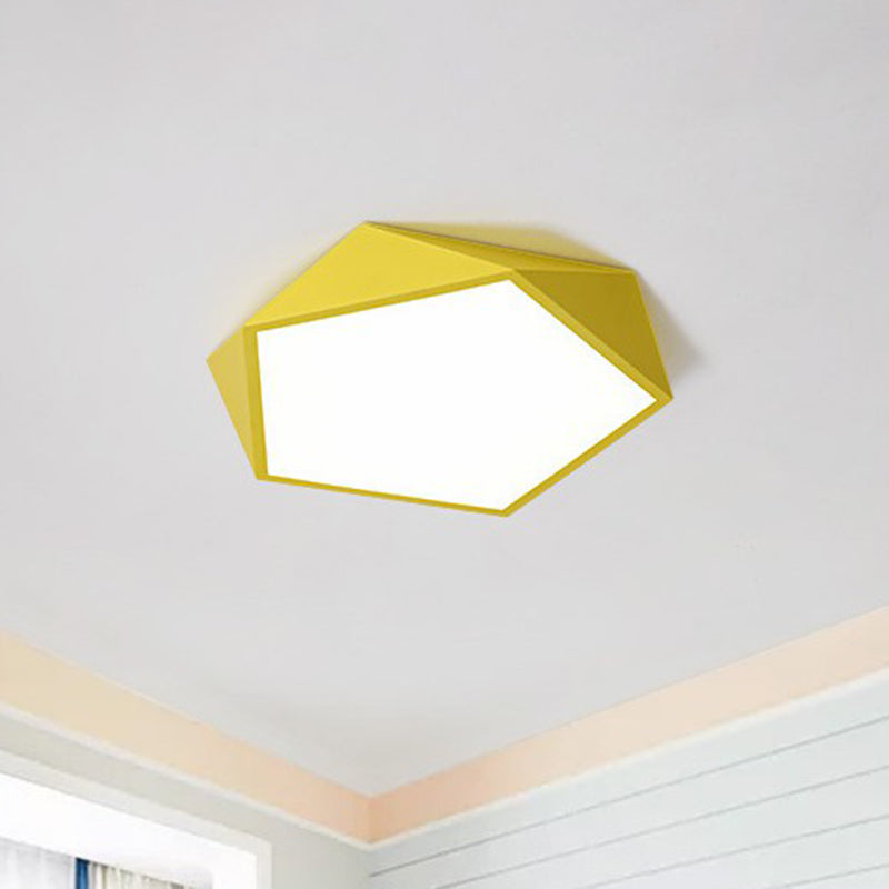 Acrylic Ultrathin Pentagon Flush Light Macaron LED Flush Ceiling Light Fixture for Kids Bedroom Yellow Clearhalo 'Ceiling Lights' 'Close To Ceiling Lights' 'Close to ceiling' 'Flush mount' Lighting' 2186869