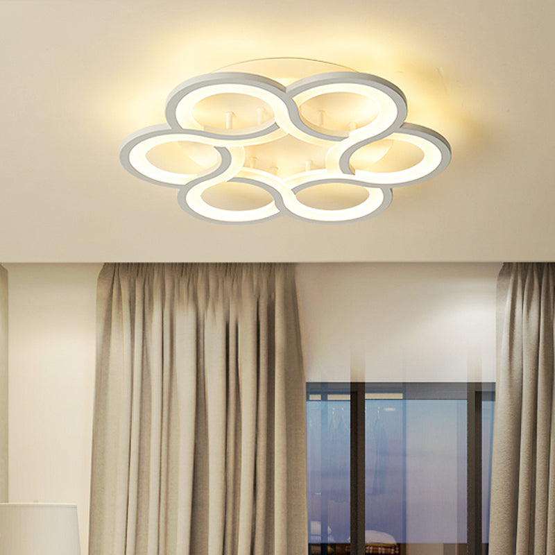 Contemporary Flower-Like LED Flush Mount Lighting Acrylic 16.5"/20.5" Wide Bedroom Ceiling Mounted Fixture in Warm/White Light Clearhalo 'Ceiling Lights' 'Close To Ceiling Lights' 'Close to ceiling' 'Semi-flushmount' Lighting' 218689