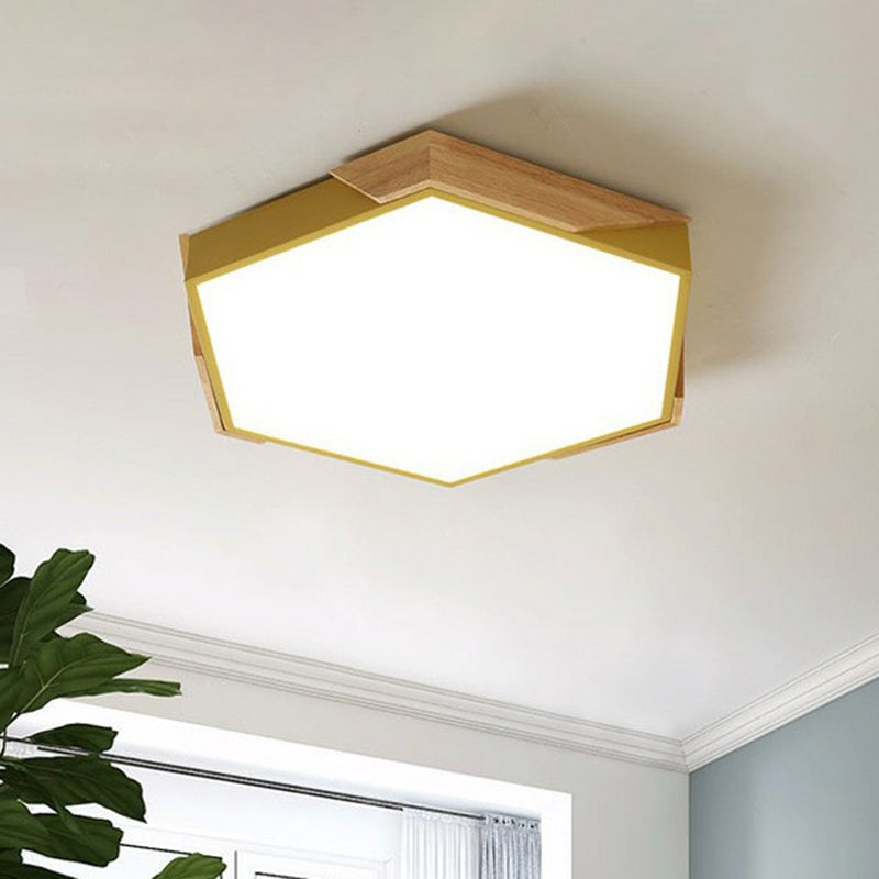Acrylic Hexagon Shaped LED Flush Mount Lighting Nordic Style Flush Mount Ceiling Light for Bedroom Yellow Clearhalo 'Ceiling Lights' 'Close To Ceiling Lights' 'Close to ceiling' 'Flush mount' Lighting' 2186893
