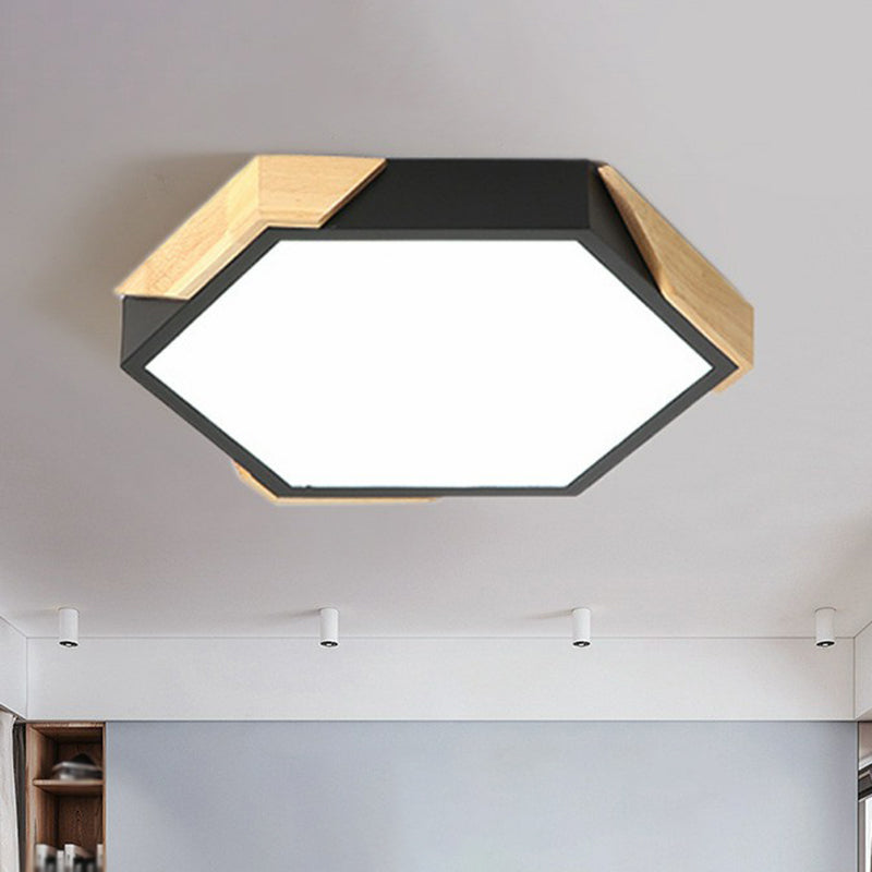Acrylic Hexagon Shaped LED Flush Mount Lighting Nordic Style Flush Mount Ceiling Light for Bedroom Black Clearhalo 'Ceiling Lights' 'Close To Ceiling Lights' 'Close to ceiling' 'Flush mount' Lighting' 2186897