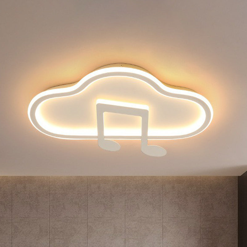 Cloud and Musical Note Bedroom Flush Light Acrylic Macaron LED Flush Ceiling Light Fixture White Clearhalo 'Ceiling Lights' 'Close To Ceiling Lights' 'Close to ceiling' 'Flush mount' Lighting' 2186921