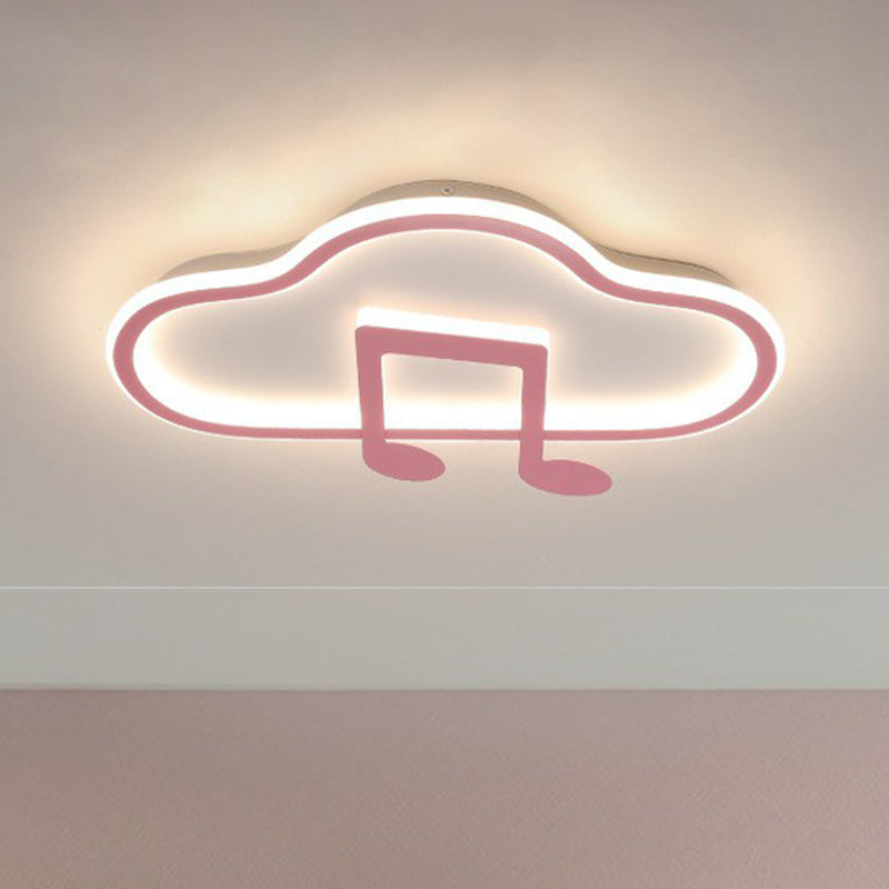 Cloud and Musical Note Bedroom Flush Light Acrylic Macaron LED Flush Ceiling Light Fixture Clearhalo 'Ceiling Lights' 'Close To Ceiling Lights' 'Close to ceiling' 'Flush mount' Lighting' 2186926
