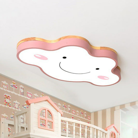Acrylic Smiling Cloud LED Flush Mount Cartoon Flushmount Ceiling Light for Nursery Pink Clearhalo 'Ceiling Lights' 'Close To Ceiling Lights' 'Close to ceiling' 'Flush mount' Lighting' 2186967