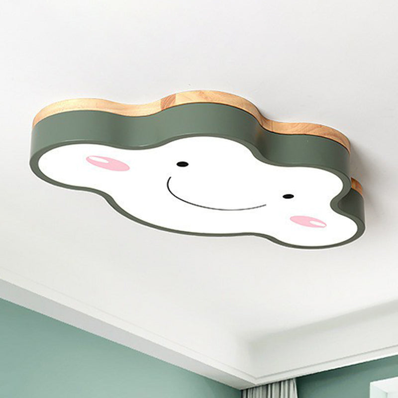 Acrylic Smiling Cloud LED Flush Mount Cartoon Flushmount Ceiling Light for Nursery Green Clearhalo 'Ceiling Lights' 'Close To Ceiling Lights' 'Close to ceiling' 'Flush mount' Lighting' 2186972