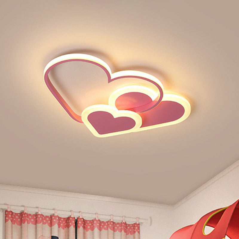 Heart Shaped Kindergarten Flush Light Acrylic Macaron LED Flush Ceiling Light Fixture Pink Clearhalo 'Ceiling Lights' 'Close To Ceiling Lights' 'Close to ceiling' 'Flush mount' Lighting' 2186995