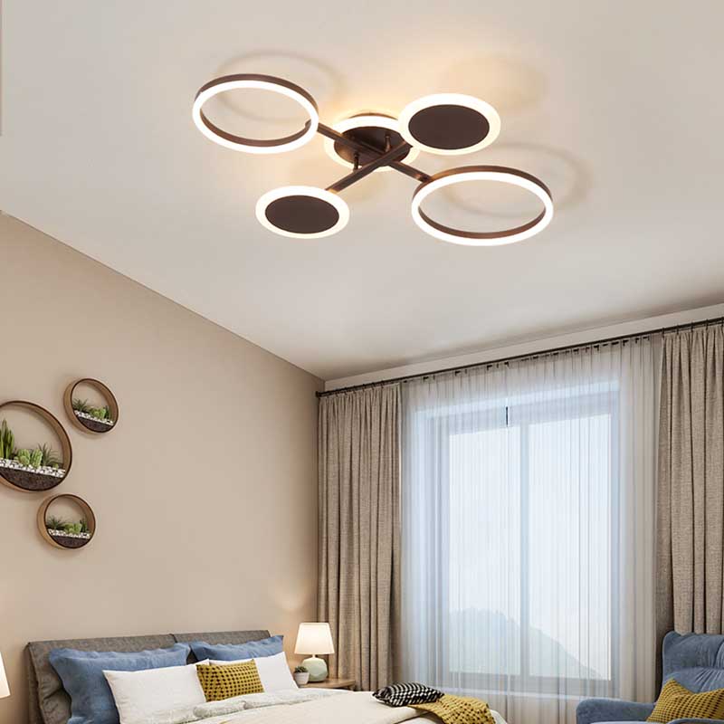 Postmodern 4/6-Light Flush Ceiling Lamp Coffee Sputnik Ceiling Mount Fixture with Acrylic Shade in Warm/White Light Clearhalo 'Ceiling Lights' 'Close To Ceiling Lights' 'Close to ceiling' 'Semi-flushmount' Lighting' 218704