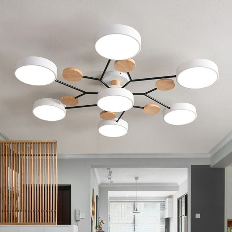 Acrylic Round Shade LED Ceiling Lighting Simplistic 7 Heads Chandelier Light Fixture Clearhalo 'Ceiling Lights' 'Chandeliers' Lighting' options 2187073