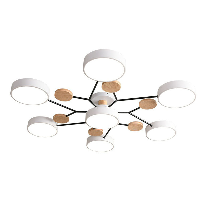 Acrylic Round Shade LED Ceiling Lighting Simplistic 7 Heads Chandelier Light Fixture Clearhalo 'Ceiling Lights' 'Chandeliers' Lighting' options 2187074