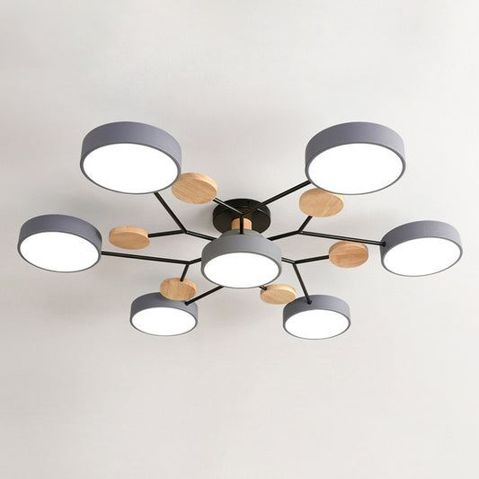 Acrylic Round Shade LED Ceiling Lighting Simplistic 7 Heads Chandelier Light Fixture Clearhalo 'Ceiling Lights' 'Chandeliers' Lighting' options 2187076