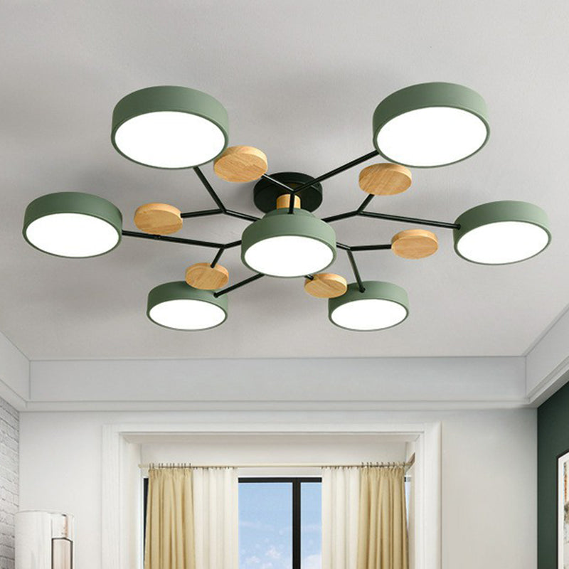 Acrylic Round Shade LED Ceiling Lighting Simplistic 7 Heads Chandelier Light Fixture Clearhalo 'Ceiling Lights' 'Chandeliers' Lighting' options 2187077