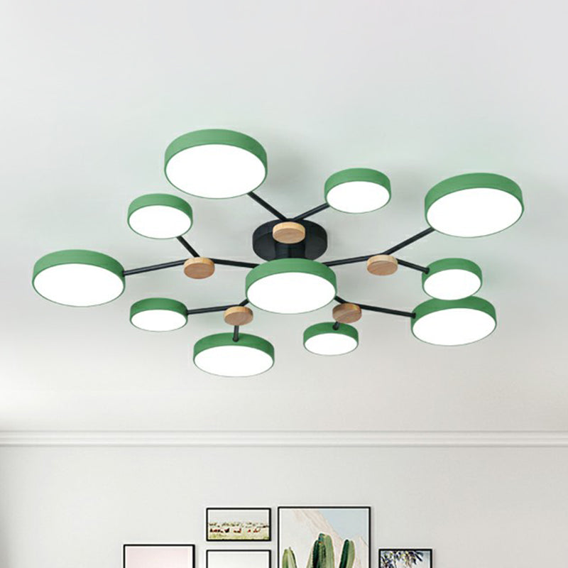 Round Shaped Living Room Chandelier Pendant Light Acrylic 11 Heads Nordic Style Pendant Light Fixture Green Clearhalo 'Ceiling Lights' 'Chandeliers' Lighting' options 2187078_1a679c64-8b92-4ecf-b4af-59febac40417