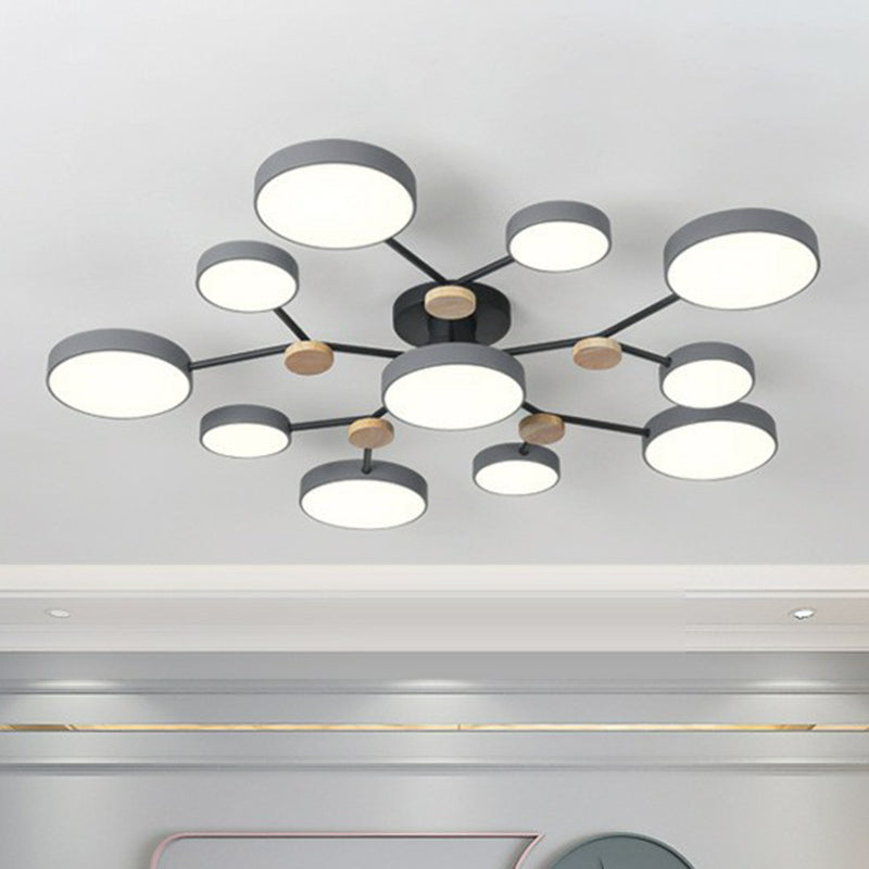 Round Shaped Living Room Chandelier Pendant Light Acrylic 11 Heads Nordic Style Pendant Light Fixture Grey Clearhalo 'Ceiling Lights' 'Chandeliers' Lighting' options 2187079_3155cd63-a72f-402d-bd6a-fea3ea3e394e