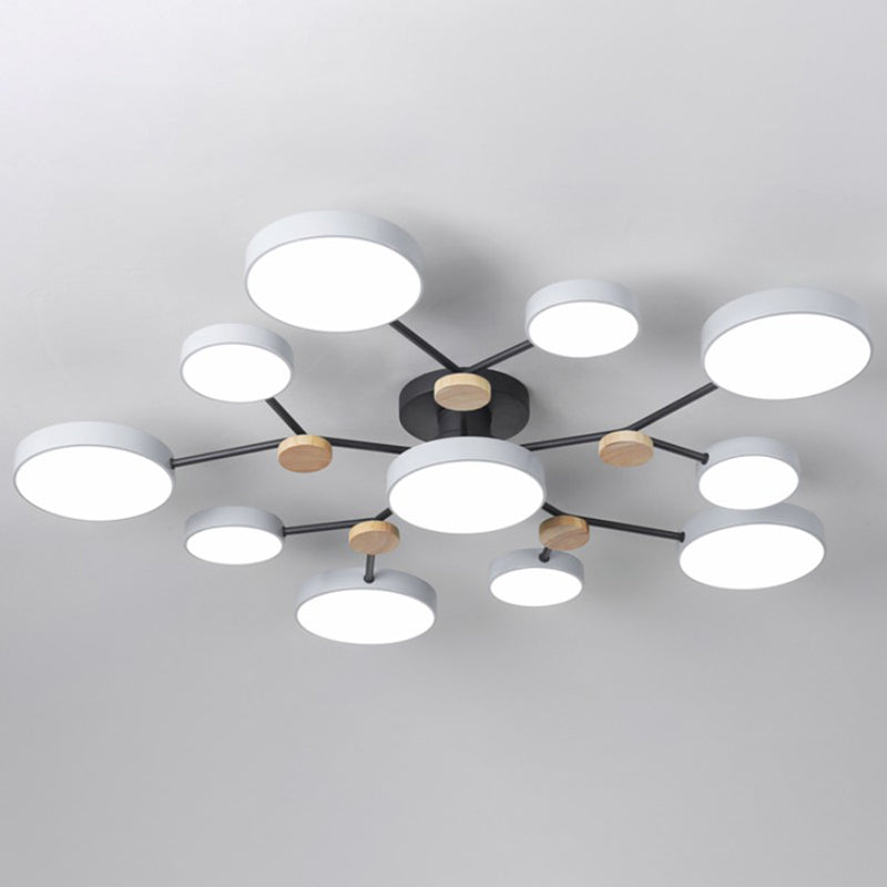 Round Shaped Living Room Chandelier Pendant Light Acrylic 11 Heads Nordic Style Pendant Light Fixture White Clearhalo 'Ceiling Lights' 'Chandeliers' Lighting' options 2187083_8911ca25-5b70-4ad8-9aa2-a65ebda66b37