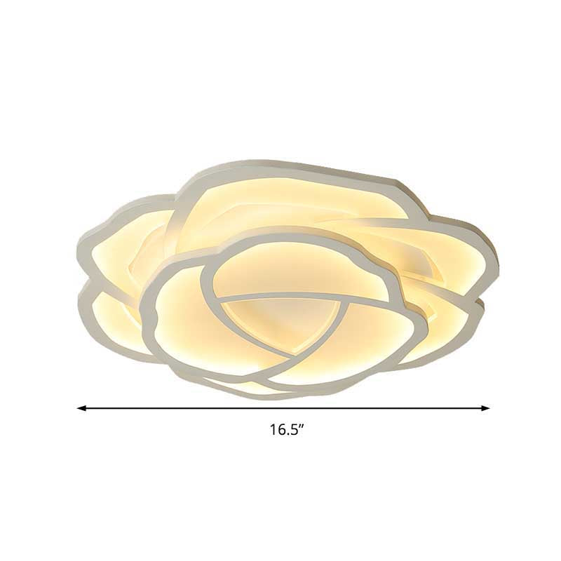 LED Acrylic Shaded Rose Flush Mount Light Simplicity Bedroom Ceiling Lamp in Warm/White Light, 16"/20.5" Wide Clearhalo 'Ceiling Lights' 'Close To Ceiling Lights' 'Close to ceiling' 'Flush mount' Lighting' 218712